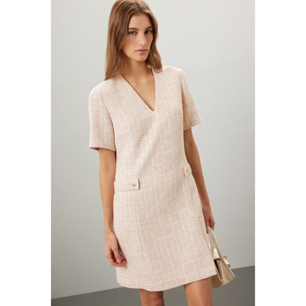 Boss Pastel Pink Tweed Mini Dress